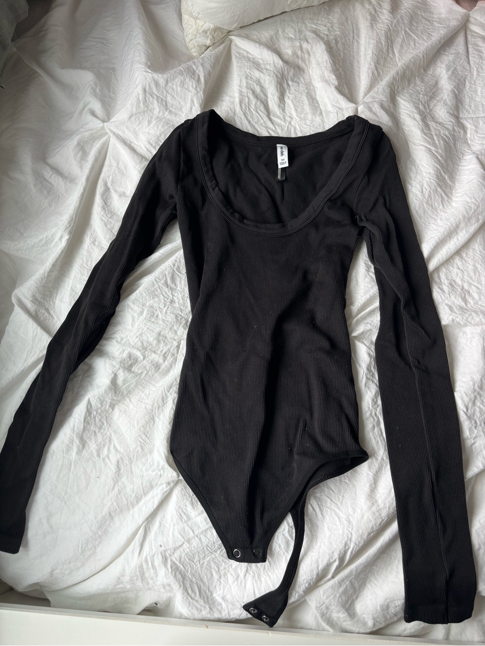 Black Long-Sleeve Ribbed Kids One-Piece Bodysuit